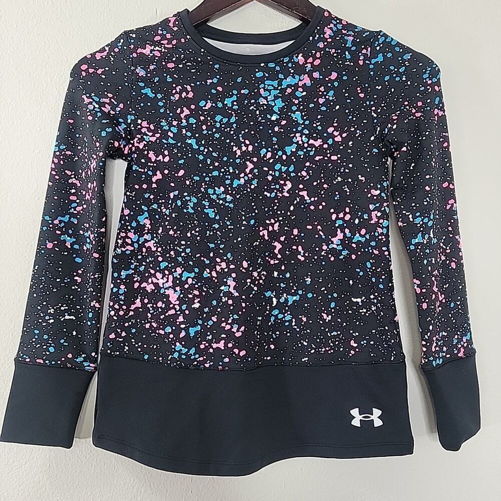 Under Armour Youth Medium Pullover‎ Sweatshirt Black Multicolor Splatter